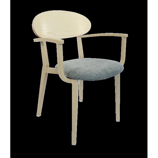 Durafurn Atlanta Armchair - Narrow Ply Backrest - Oak Frame/ Grey Fabric Seat & Ply Backrest