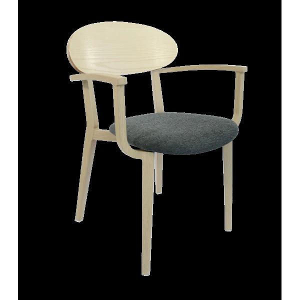 Durafurn Atlanta Armchair - Narrow Ply Backrest - Oak Frame/Dark Grey Fabric Seat & Ply Backrest