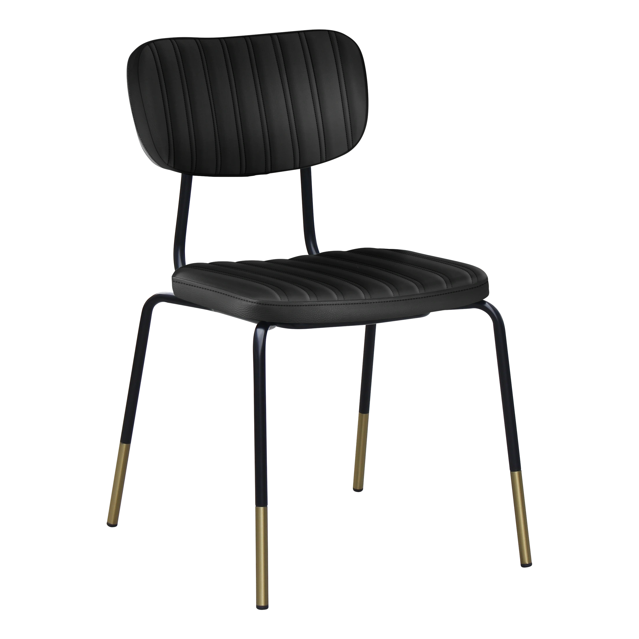 Durafurn Tiramisu Chair - Black Frame with Brass Tip / Black Vinyl
