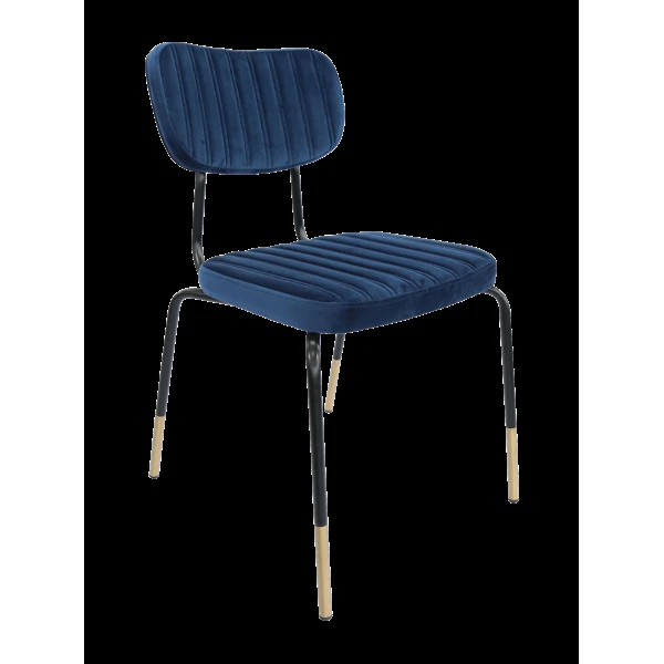 Durafurn Tiramisu Chair - Black Frame with Brass Tip / Denim Velvet
