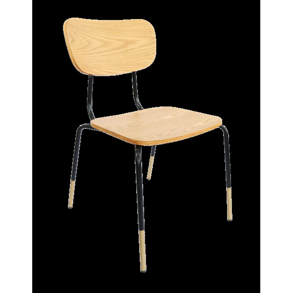Durafurn Tiramisu Chair - Black Frame with Brass Tip / Oak Ply