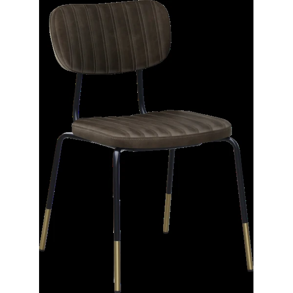Durafurn Tiramisu Chair - Black Frame with Brass Tip / Charcoal Fabric