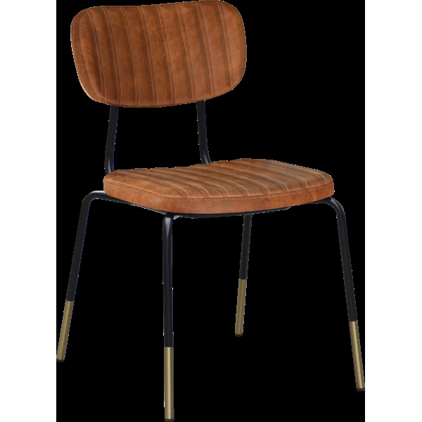 Durafurn Tiramisu Chair - Black Frame with Brass Tip / Tan Fabric