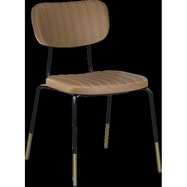 Durafurn Tiramisu Chair - Black Frame with Brass Tip / Taupe Vinyl