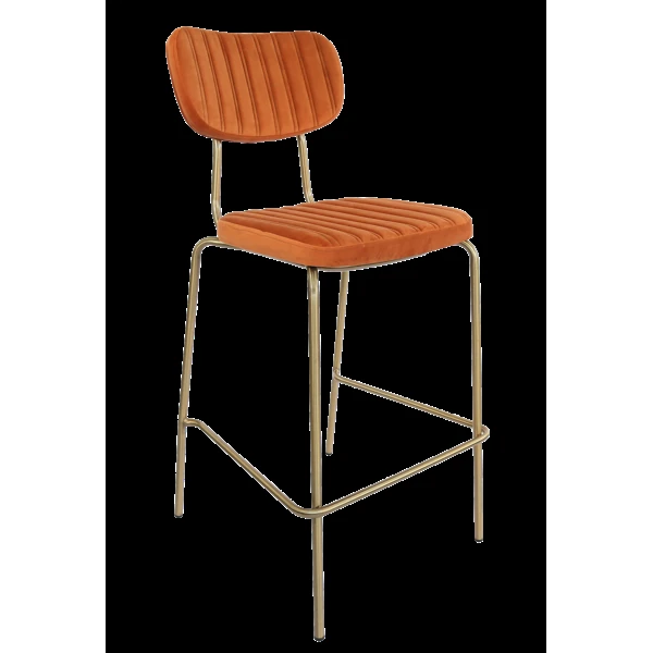Durafurn Tiramisu Barstool - Brass Frame/ Burnt Orange Velvet
