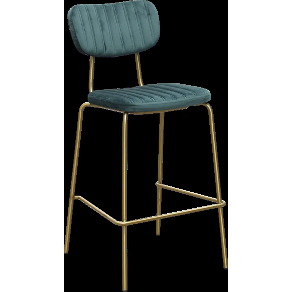 Durafurn Tiramisu Barstool - Brass Frame / Forest Green Velvet