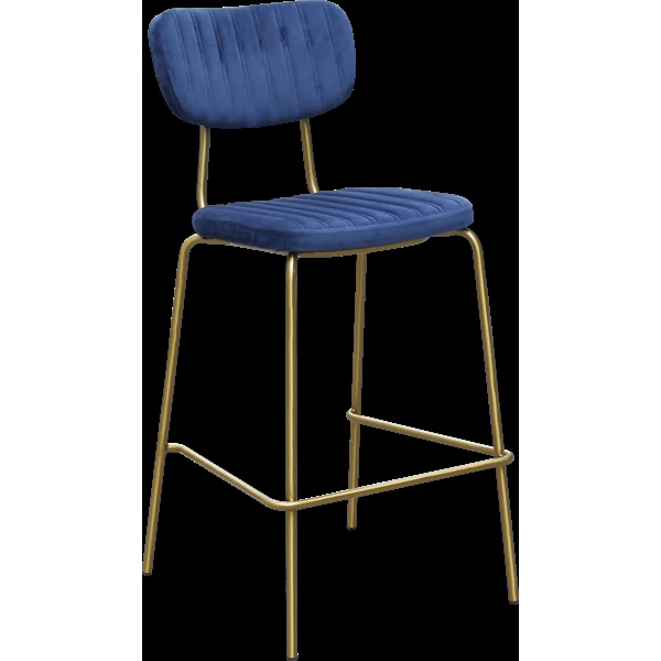 Durafurn Tiramisu Barstool - Brass Frame / Denim Velvet