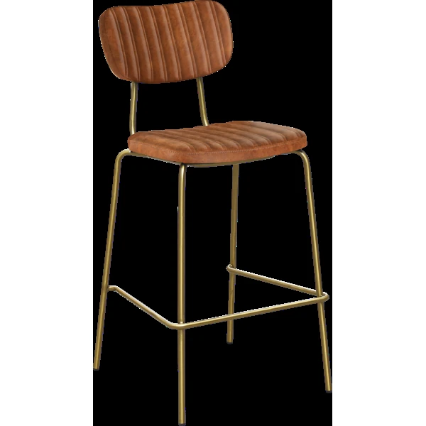 Durafurn Tiramisu Barstool - Brass Frame / Tan Fabric