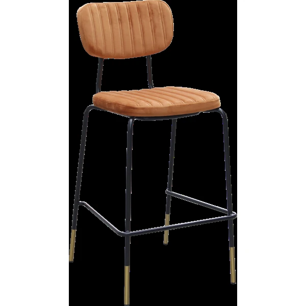 Durafurn Tiramisu Barstool - Black Frame with Brass Tip/ Burnt Orange Velvet