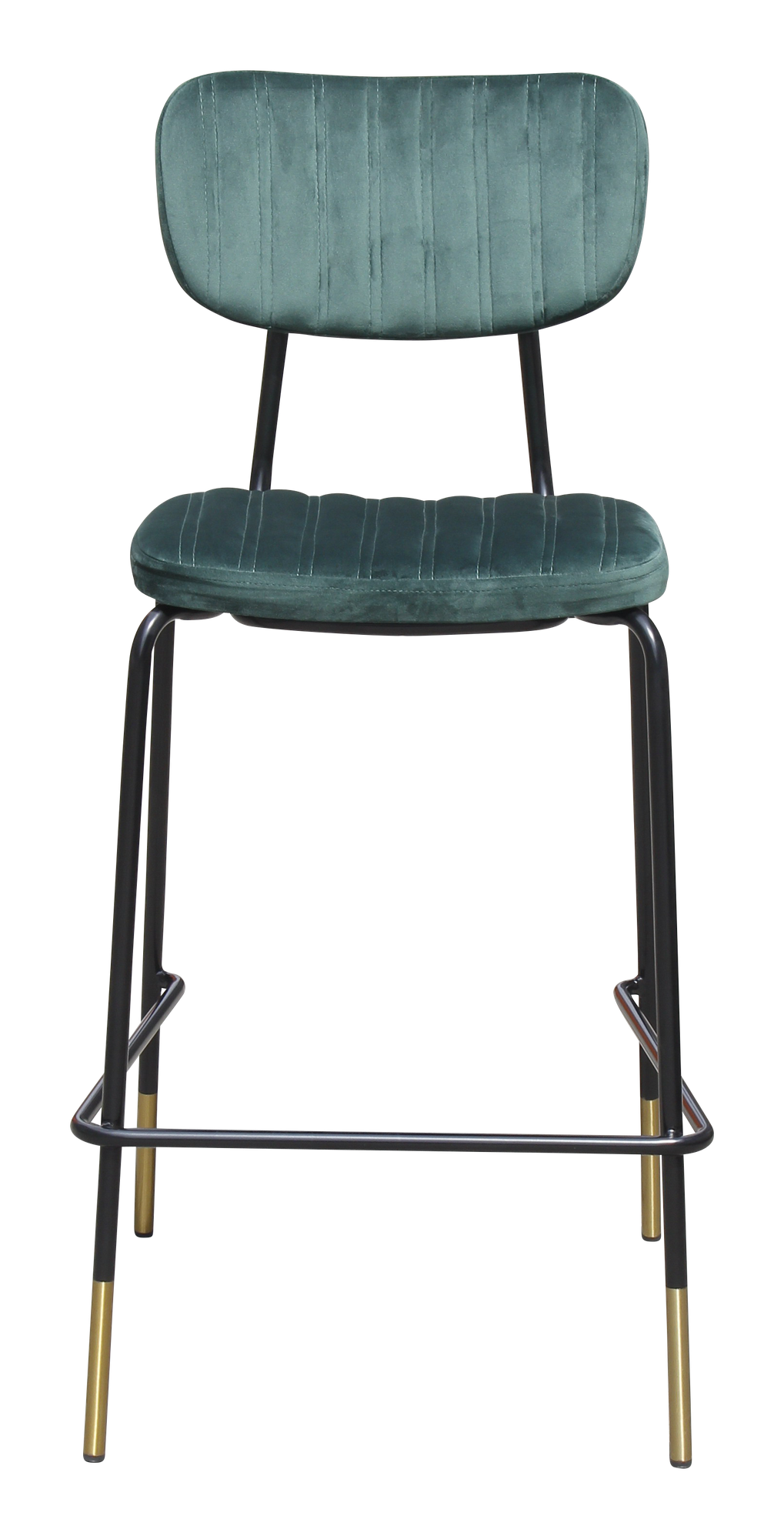 Durafurn Tiramisu Barstool - Black Frame with Brass Tip / Forest Green Velvet