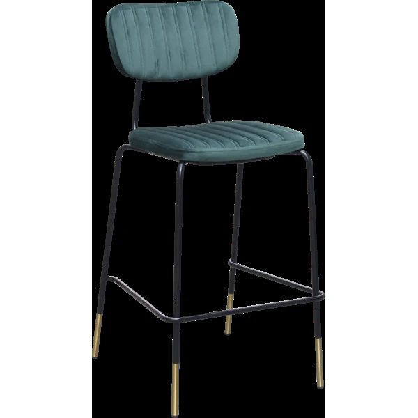 Durafurn Tiramisu Barstool - Black Frame with Brass Tip / Forest Green Velvet