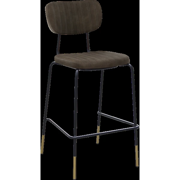 Durafurn Tiramisu Barstool - Black Frame with Brass Tip / Charcoal Fabric