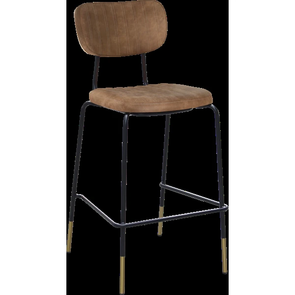 Durafurn Tiramisu Barstool - Black Frame with Brass Tip / Mocha Fabric