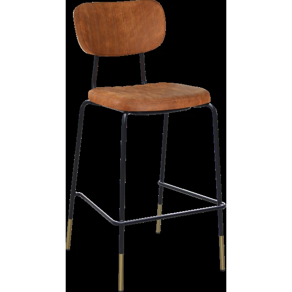 Durafurn Tiramisu Barstool - Black Frame with Brass Tip / Tan Fabric
