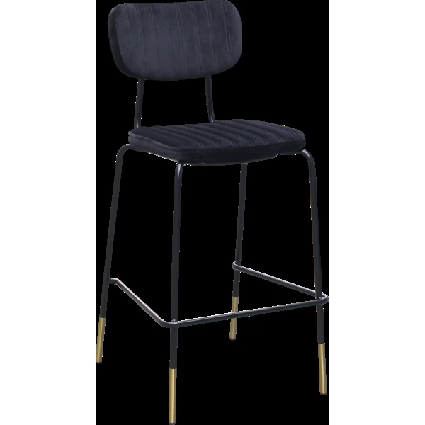 Durafurn Tiramisu Barstool - Black Frame with Brass Tip / Black Velvet