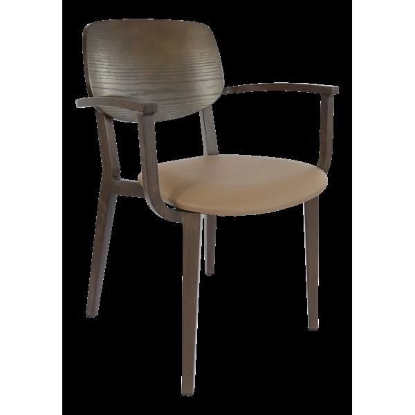 Durafurn Atlanta Armchair - large Ply Backrest - Wenge Frame/Taupe Vinyl Seat & Ply Backrest