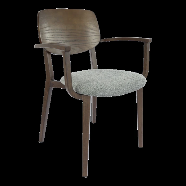 Durafurn Atlanta Armchair - large Ply Backrest - Wenge Frame/ Grey Fabric Seat & Ply Backrest