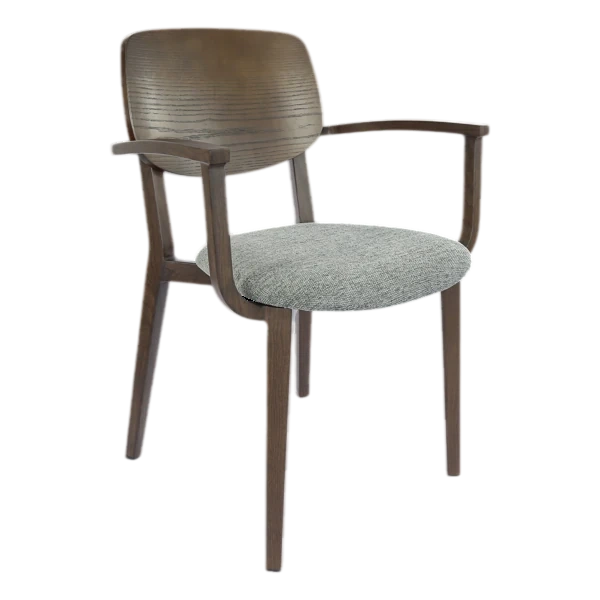 Durafurn Atlanta Armchair - large Ply Backrest - Wenge Frame/ Grey Fabric Seat & Ply Backrest