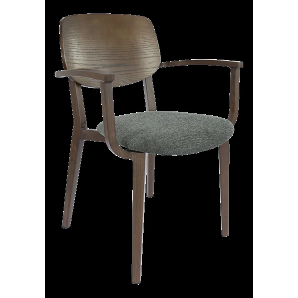 Durafurn Atlanta Armchair - large Ply Backrest - Wenge Frame/Dark Grey Fabric Seat & Ply Backrest
