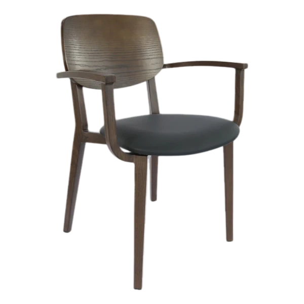 Durafurn Atlanta Armchair - large Ply Backrest - Wenge Frame/Black Vinyl Seat & Ply Backrest