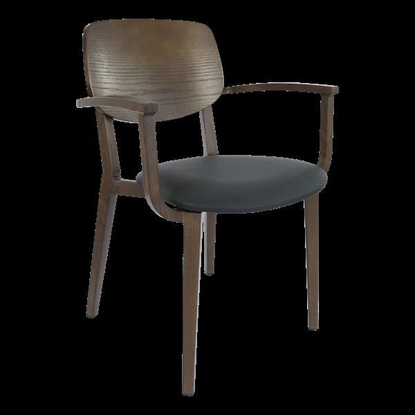 Durafurn Atlanta Armchair - large Ply Backrest - Wenge Frame/Black Vinyl Seat & Ply Backrest