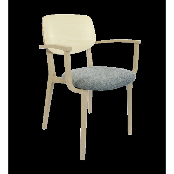 Durafurn Atlanta Armchair - large Ply Backrest - Oak Frame/ Grey Fabric Seat & Ply Backrest