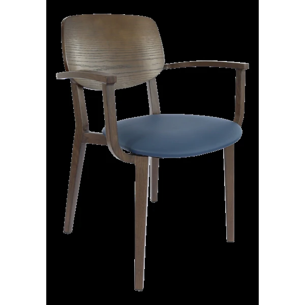 Durafurn Atlanta Armchair - large Ply Backrest - Wenge Frame/Navy Vinyl Seat & Ply Backrest