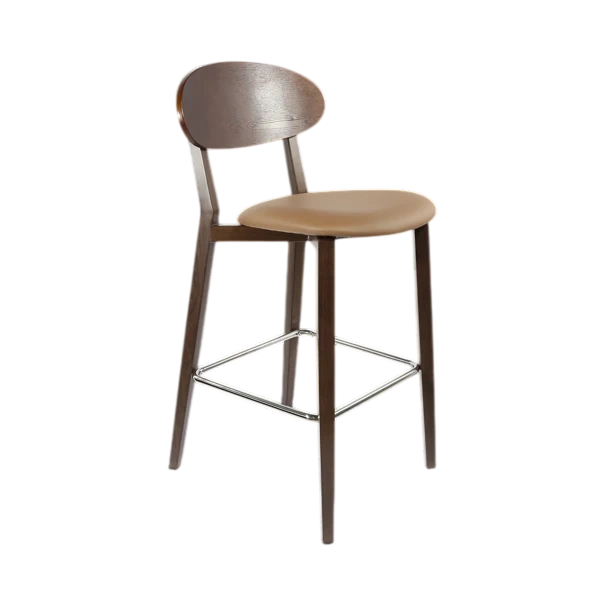Durafurn Atlanta Barstool - Narrow Ply Backrest - Wenge Frame/Taupe Vinyl Seat & Ply Backrest