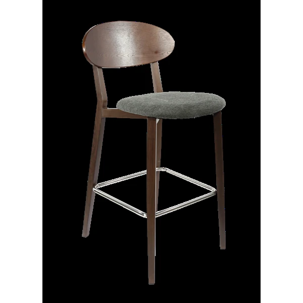 Durafurn Atlanta Barstool - Narrow Ply Backrest - Wenge Frame/Dark Grey Fabric Seat & Ply Backrest