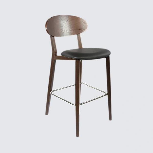 Durafurn Atlanta Barstool - Narrow Ply Backrest - Wenge Frame/Black Vinyl Seat & Ply Backrest