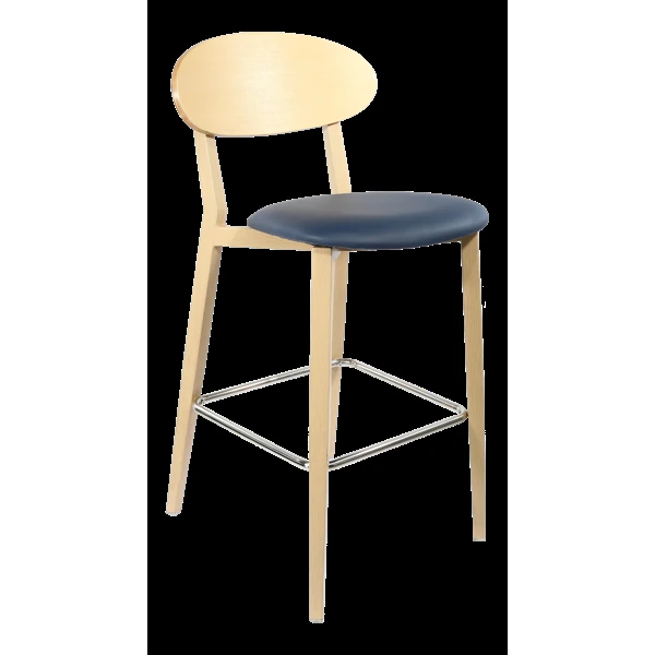 Durafurn Atlanta Barstool - Narrow Ply Backrest - Oak Frame/Navy Vinyl Seat & Ply Backrest