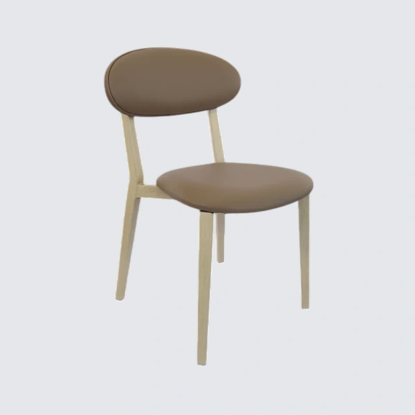 Durafurn Atlanta Chair - Narrow Backrest - Oak Frame/Taupe Vinyl Seat & Backrest