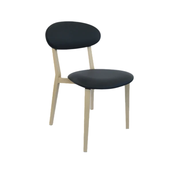 Durafurn Atlanta Chair - Narrow Backrest - Oak Frame/Black Vinyl Seat & Backrest
