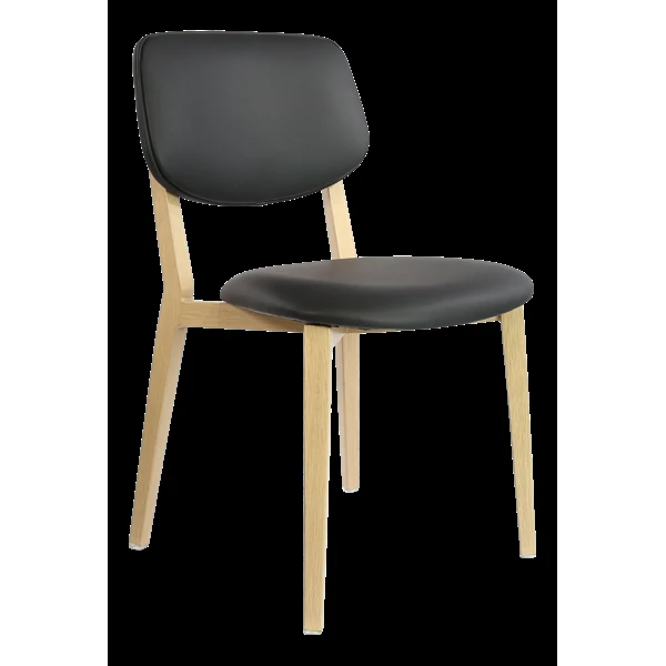 Durafurn Atlanta Chair - large Backrest - Oak Frame/Black Vinyl Seat & Backrest