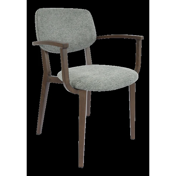 Durafurn Atlanta Armchair - large Backrest - Wenge Frame/ Grey Fabric Seat & Backrest