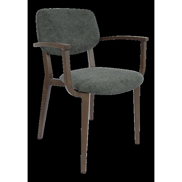 Durafurn Atlanta Armchair - large Backrest - Wenge Frame/Dark Grey Fabric Seat & Backrest