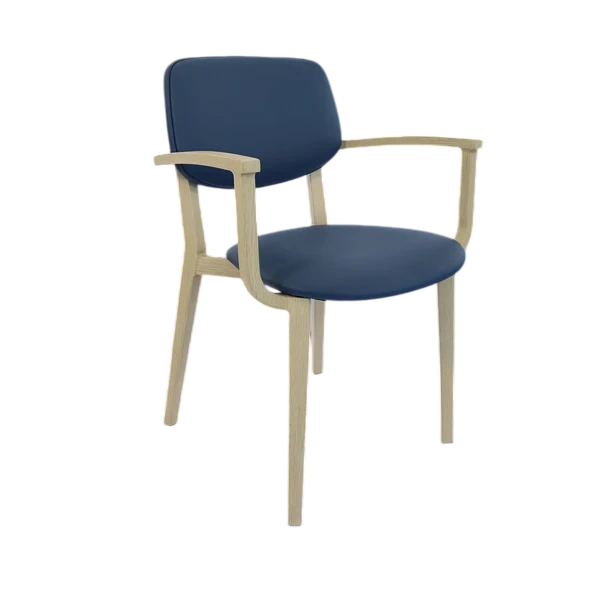 Durafurn Atlanta Armchair - large Backrest - Oak Frame/Navy Vinyl Seat & Backrest
