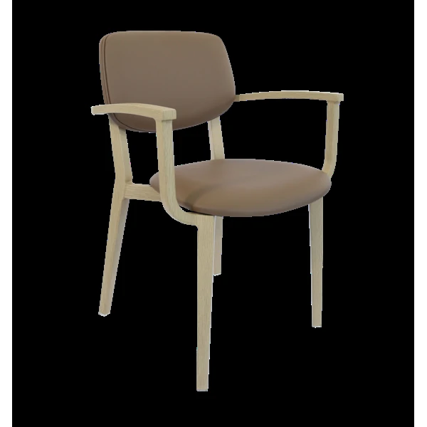 Durafurn Atlanta Armchair - large Backrest - Oak Frame/Taupe Vinyl Seat & Backrest