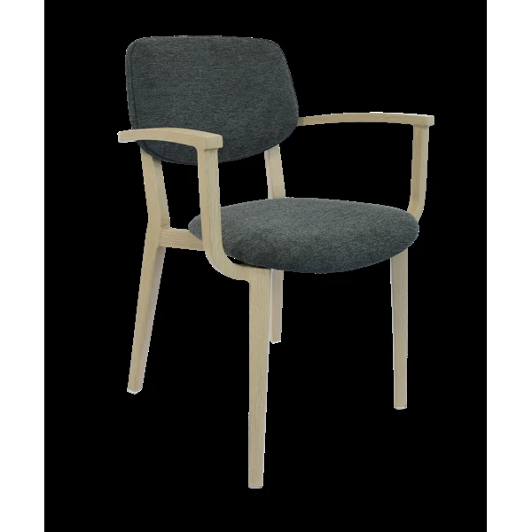 Durafurn Atlanta Armchair - large Backrest - Oak Frame/Dark Grey Fabric Seat & Backrest