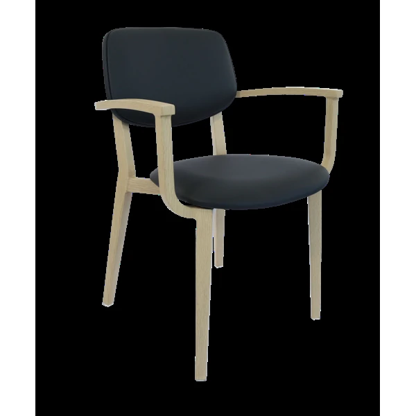 Durafurn Atlanta Armchair - large Backrest - Oak Frame/Black Vinyl Seat & Backrest