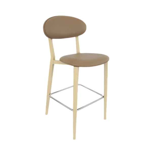 Durafurn Atlanta Barstool - Narrow Backrest - Oak Frame/Taupe Vinyl Seat & Backrest