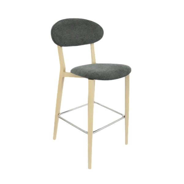 Durafurn Atlanta Barstool - Narrow Backrest - Oak Frame/Dark Grey Fabric Seat & Backrest