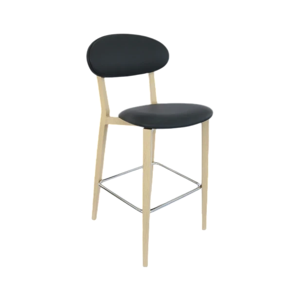 Durafurn Atlanta Barstool - Narrow Backrest - Oak Frame/Black Vinyl Seat & Backrest