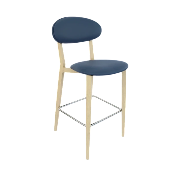 Durafurn Atlanta Barstool - Narrow Backrest - Wenge Frame/Navy Vinyl Seat & Backrest