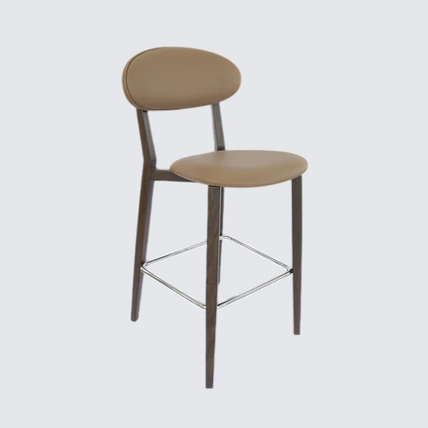 Durafurn Atlanta Barstool - Narrow Backrest - Wenge Frame/Taupe Vinyl Seat & Backrest