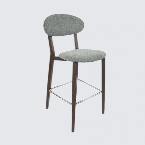 Durafurn Atlanta Barstool - Narrow Backrest - Wenge Frame/ Grey Fabric Seat & Backrest