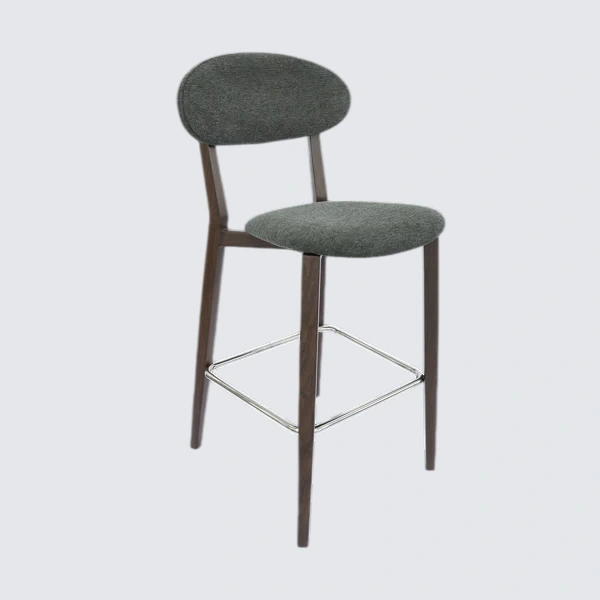 Durafurn Atlanta Barstool - Narrow Backrest - Wenge Frame/Dark Grey Fabric Seat & Backrest