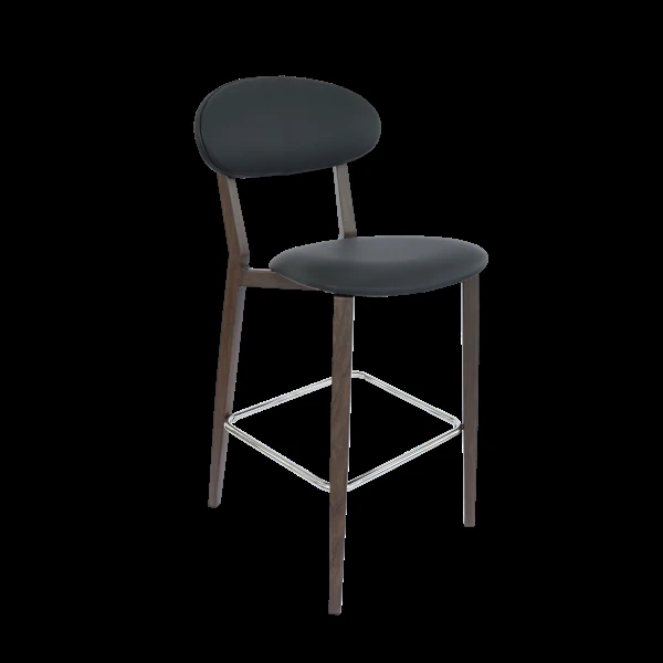 Durafurn Atlanta Barstool - Narrow Backrest - Wenge Frame/Black Vinyl Seat & Backrest