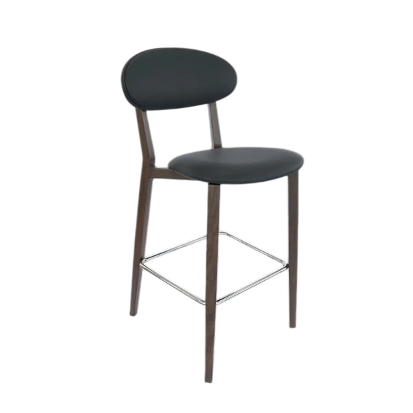 Durafurn Atlanta Barstool - Narrow Backrest - Wenge Frame/Black Vinyl Seat & Backrest