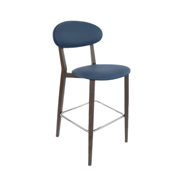 Durafurn Atlanta Barstool - Narrow Backrest - Oak Frame/Navy Vinyl Seat & Backrest